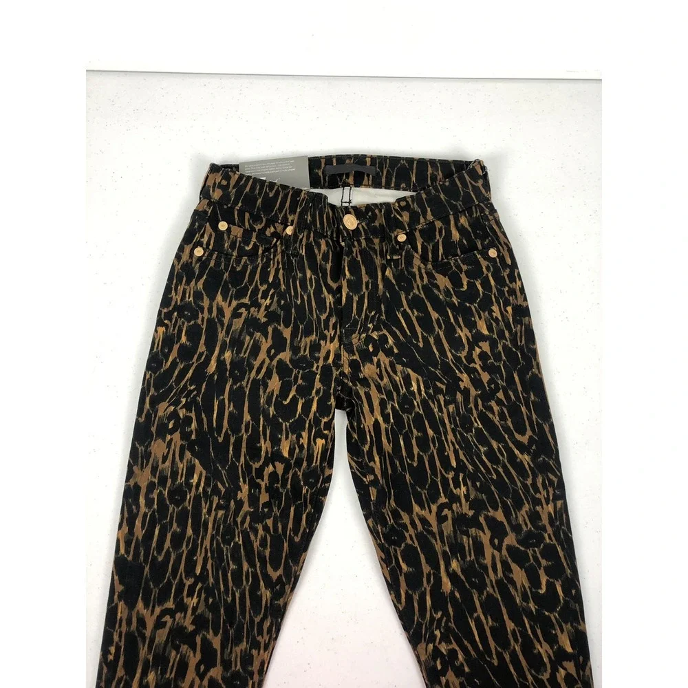 7 For All Mankind Womens 24 Jeans Legging Animal Print The Skinny Stretch NWT